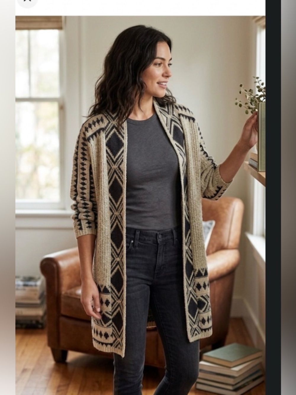 Lucky Brand Womens Southwestern Cardigan Sweater Size M